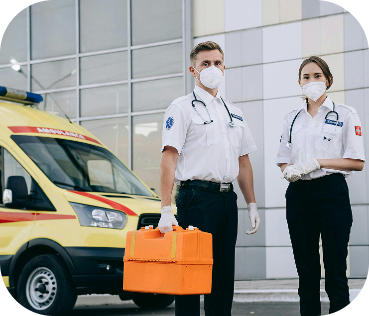 Ambulancia de una operación de salud domiciliaria